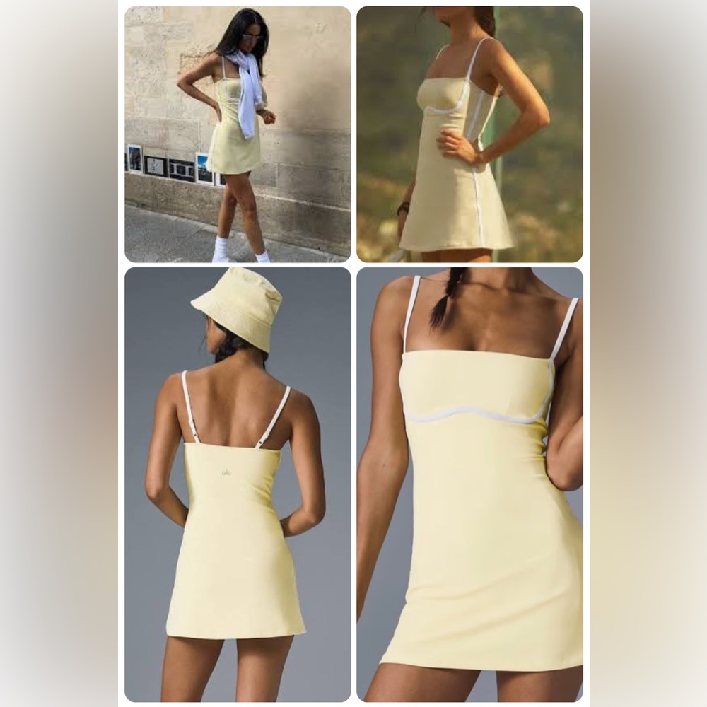 ALO airbrush streamline dress. Lemon ice/oatmeal Heather size large. Very RARE